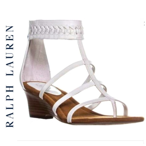 Lauren Ralph Lauren Shoes - Lauren by Ralph Lauren Womens Meira
Leather Open Toe Casual, White, Size 8.5B